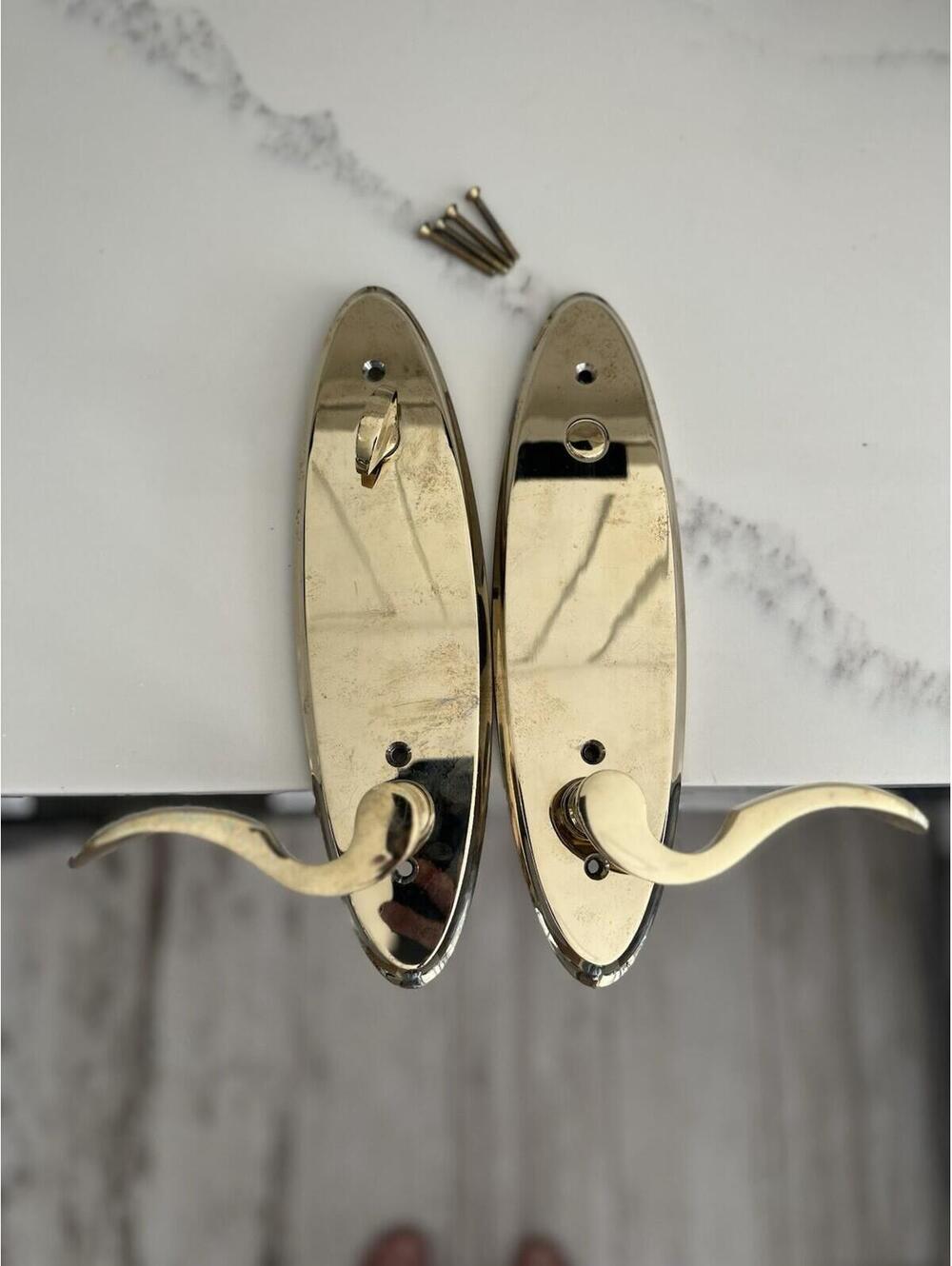 Emtek Brushed Gold Dummy Door Handle Set